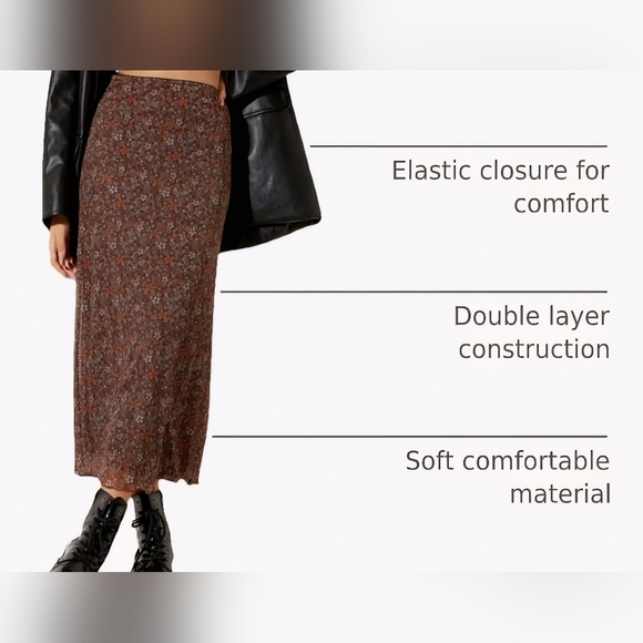 Avanova Women Ditsy Floral Bohemian Mesh Midi Skirt #729 - Picture 6 of 9